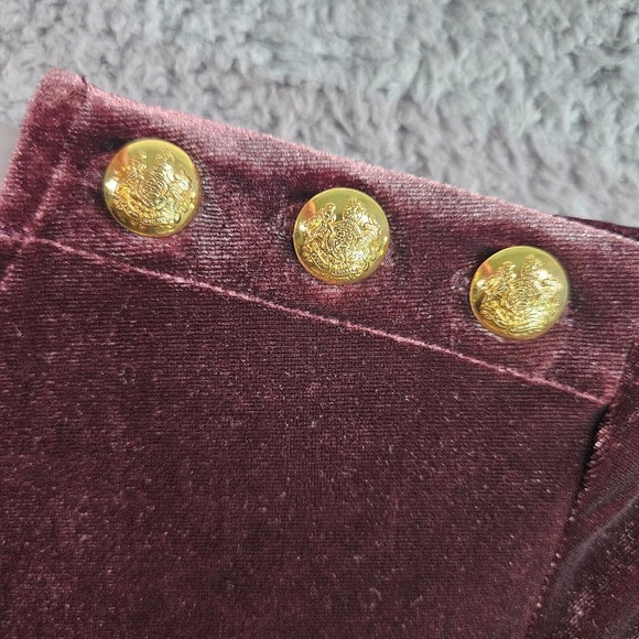 Lauren Ralph Lauren Tunic Top Blouse Womens‎ Small Velvet Gold Button Purple - S - Picture 2 of 12